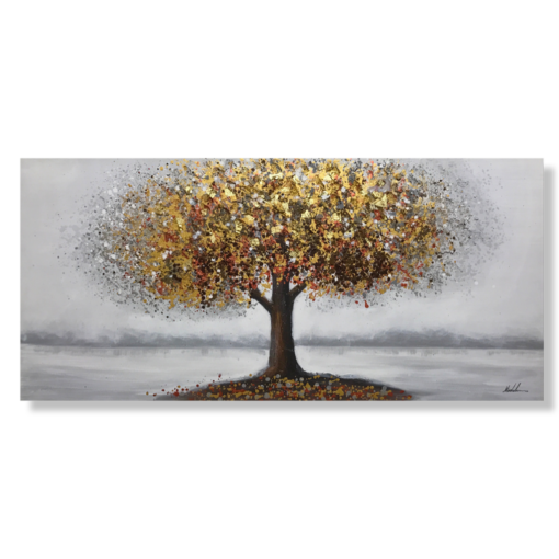 En målning med en träd