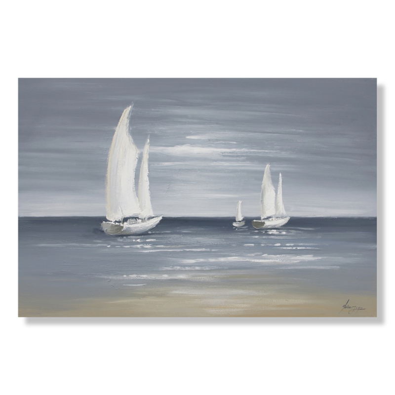 En tavla med segelbåtar