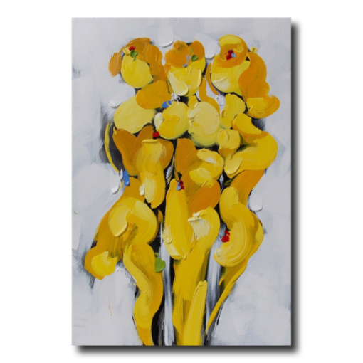 En abstrakt målning i gult