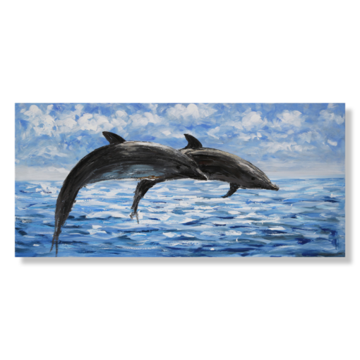 En tavla med delfiner