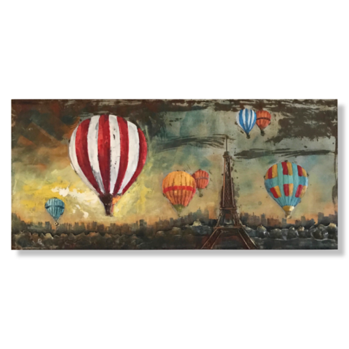 En tavla med luftballonger över Paris