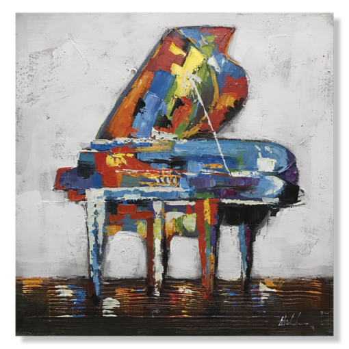 En målning med ett piano