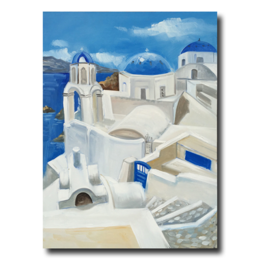 En målning med Santorini