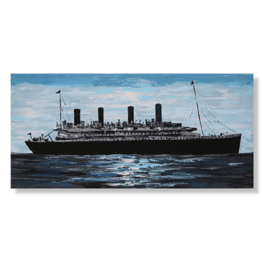 En målning med Titanic