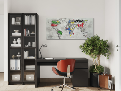 En målning med världskarta