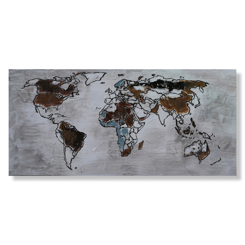 en målning med världskarta