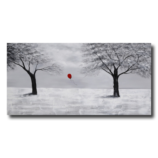 En målninig med röd ballong