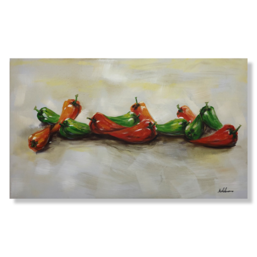 En målning med chilis