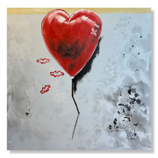 En målning med ett hjärta