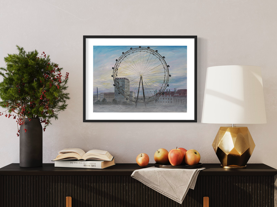 En akvarell med London Eye