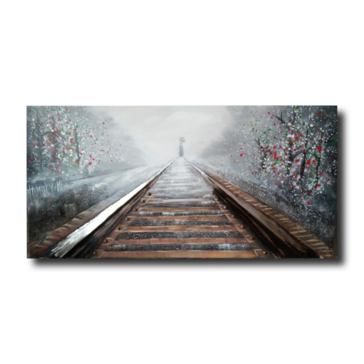 En målning med ett tåg