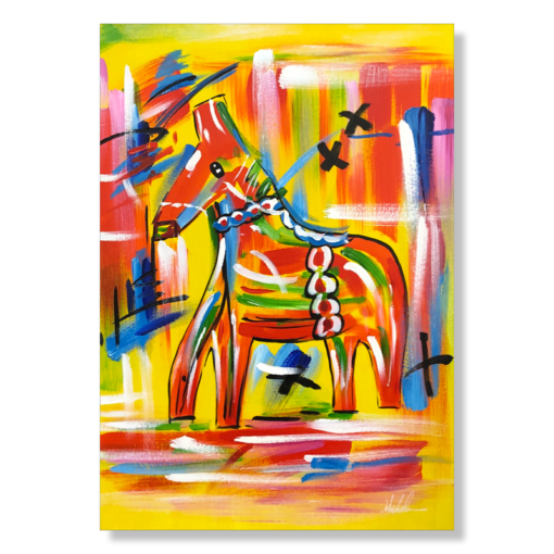 En målning med en dalahäst