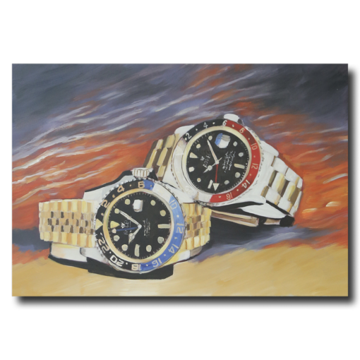 En målning med Rolex klockor