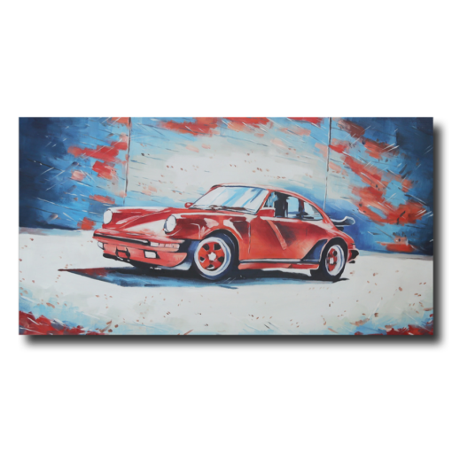 En målning inspirerad utav porsches klassiska bil 911.