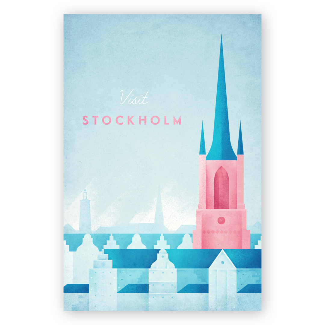 A poster with visit Stockholm