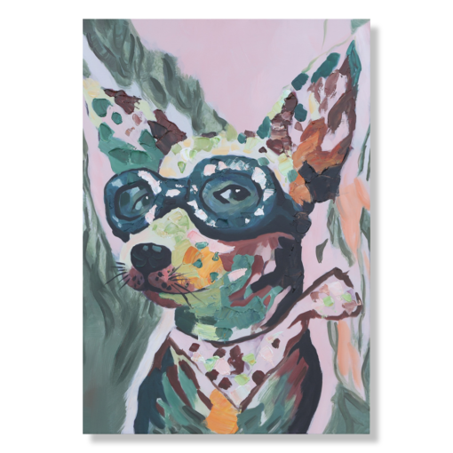 En målning med en hund