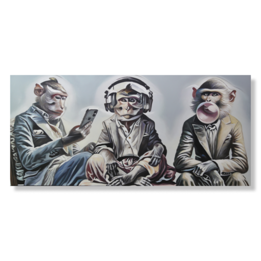 En målning med tre apor